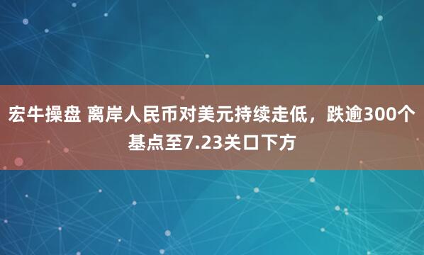 宏牛操盘 离岸人民币对美元持续走低，跌逾300个基点至7.23关口下方