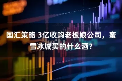 国汇策略 3亿收购老板娘公司，蜜雪冰城买的什么酒？
